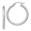 Lex & Lu Sterling Silver w/Rhodium D/C 3x30mm Hoop Earrings LALQE8088 - Lex & Lu