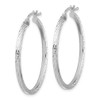 Lex & Lu Sterling Silver w/Rhodium D/C 2x35mm Square Tube Hoop Earrings - 2 - Lex & Lu