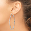 Lex & Lu Sterling Silver w/Rhodium D/C 2x60mm Square Tube Hoop Earrings - 3 - Lex & Lu