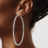 Lex & Lu Sterling Silver w/Rhodium D/C 2x70mm Square Tube Hoop Earrings - 3 - Lex & Lu