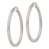 Lex & Lu Sterling Silver w/Rhodium D/C 3x50mm Square Tube Hoop Earrings - 2 - Lex & Lu