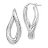 Lex & Lu Sterling Silver Polished Rhodium Plated Twisted Oval Hoop Earrings - Lex & Lu