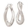 Lex & Lu Sterling Silver Polished Rhodium Plated Twisted Oval Hoop Earrings - 2 - Lex & Lu