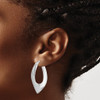 Lex & Lu Sterling Silver Polished Rhodium Plated Hollow Twisted Hoop Earrings - 3 - Lex & Lu