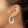 Lex & Lu Sterling Silver Polished Rhodium Plated Hollow Hoop Earrings LAL111498 - 3 - Lex & Lu