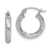 Lex & Lu Sterling Silver w/Rhodium 2.7x15mm Twisted Hoop Earrings - Lex & Lu