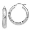 Lex & Lu Sterling Silver w/Rhodium D/C 5x25mm Hoop Earrings - Lex & Lu