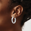 Lex & Lu Sterling Silver w/Rhodium D/C 5x25mm Hoop Earrings - 3 - Lex & Lu