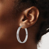 Lex & Lu Sterling Silver w/Rhodium Textured Fancy Hoop Earrings - 3 - Lex & Lu