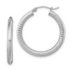 Lex & Lu Sterling Silver w/Rhodium 3.00mm Hoop Earrings - Lex & Lu