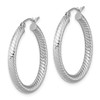 Lex & Lu Sterling Silver w/Rhodium 3.00mm Hoop Earrings - 2 - Lex & Lu