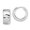 Lex & Lu Sterling Silver w/Rhodium Polished D/C Hinged Hoop Earrings LAL111546 - Lex & Lu