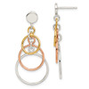 Lex & Lu Sterling Silver Polished Flash Gold Plated Circle Dangle Post Earrings - Lex & Lu