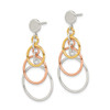 Lex & Lu Sterling Silver Polished Flash Gold Plated Circle Dangle Post Earrings - 2 - Lex & Lu