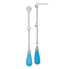 Lex & Lu Sterling Silver Turquoise Stone & CZ Post Dangle Earrings - Lex & Lu