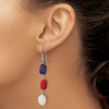 Lex & Lu Sterling Silver Red Coral/Crystal/White Jade/Lapis Dangle Earrings - 3 - Lex & Lu