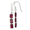 Lex & Lu Sterling Silver Three Stone Garnet Dangle Earrings - Lex & Lu