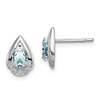 Lex & Lu Sterling Silver w/Rhodium Diamond & Aquamarine Post Earrings LAL111832 - Lex & Lu