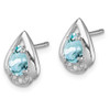 Lex & Lu Sterling Silver w/Rhodium Diamond & Aquamarine Post Earrings LAL111832 - 2 - Lex & Lu