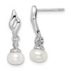 Lex & Lu Sterling Silver w/Rhodium Diamond & FWC Pearl Post Earrings LAL111833 - Lex & Lu