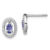 Lex & Lu Sterling Silver w/Rhodium Diamond & Tanzanite Oval Earrings LAL111834 - Lex & Lu