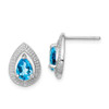 Lex & Lu Sterling Silver w/Rhodium Diamond Blue Topaz Post Earrings - Lex & Lu