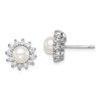 Lex & Lu Sterling Silver w/Rhodium CZ and FW Cultured Pearl Post Earrings - Lex & Lu