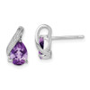 Lex & Lu Sterling Silver w/Rhodium Diamond & Amethyst Post Earrings LAL111846 - Lex & Lu