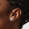 Lex & Lu Sterling Silver w/Rhodium Diamond & Sapphire Heart Earrings - 3 - Lex & Lu