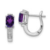 Lex & Lu Sterling Silver w/Rhodium Diamond Amethyst Hinged Hoop Earrings - Lex & Lu