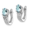 Lex & Lu Sterling Silver w/Rhodium Diamond Aquamarine Hinged Earrings LAL111870 - 2 - Lex & Lu