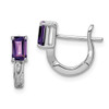 Lex & Lu Sterling Silver w/Rhodium Amethyst Hinged Hoop Earrings - Lex & Lu