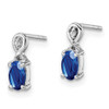 Lex & Lu Sterling Silver w/Rhodium Diamond & Sapphire Oval Earrings LAL111895 - 2 - Lex & Lu