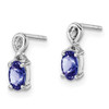 Lex & Lu Sterling Silver w/Rhodium Diamond & Tanzanite Oval Earrings LAL111896 - 2 - Lex & Lu