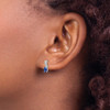 Lex & Lu Sterling Silver w/Rhodium Diamond & Sapphire Oval Earrings LAL111900 - 3 - Lex & Lu