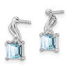 Lex & Lu Sterling Silver w/Rhodium Diamond Aquamarine Square Post Earrings - 2 - Lex & Lu