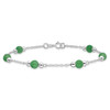 Lex & Lu Sterling Silver 9'' Polished Green Jade Anklet - 3 - Lex & Lu