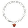 Lex & Lu Sterling Silver Red Synthetic Crystal stone Heart Link Anklet 10'' - 4 - Lex & Lu