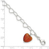 Lex & Lu Sterling Silver Red Synthetic Crystal stone Heart Link Anklet 10'' - 7 - Lex & Lu