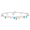 Lex & Lu Sterling Silver Turquoise/Clear Bead/FW Cultured Pearl Anklet Blt 9'' - 5 - Lex & Lu