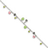 Lex & Lu Sterling Silver Pink Crystal/Green Quartz & Peridot Bead Ankle Bracelet - Lex & Lu