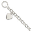 Lex & Lu Sterling Silver Dangling Heart Charm Bracelet 7.25'' - Lex & Lu