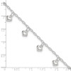 Lex & Lu Sterling Silver Polished Puffed Heart Anklet 10'' - 4 - Lex & Lu