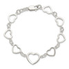 Lex & Lu Sterling Silver Polished Heart Fancy Link Bracelet 7.5'' - 4 - Lex & Lu