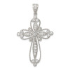 Lex & Lu Sterling Silver CZ Filigree Cross Pendant - Lex & Lu