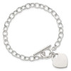 Lex & Lu Sterling Silver Oval Link Heart Bracelet 8.5'' - 4 - Lex & Lu