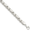 Lex & Lu Sterling Silver Polished and Satin X and O Bracelet 7'' - Lex & Lu