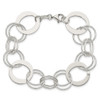 Lex & Lu Sterling Silver Polished & Textured Circle Link Bracelet 7.5'' LAL112213 - 4 - Lex & Lu