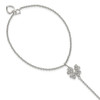 Lex & Lu Sterling Silver Polished CZ Four Leaf Clover Attached Ring/Bracelet 7'' - Lex & Lu