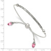Lex & Lu Sterling Silver Pink Crystals Briolette Adjustable Bracelet - 2 - Lex & Lu